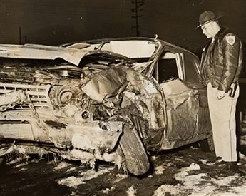 (AUTOMOTIVE WRECKS) A group of 32 photographs depicting the disastrous result of severe car collisions.